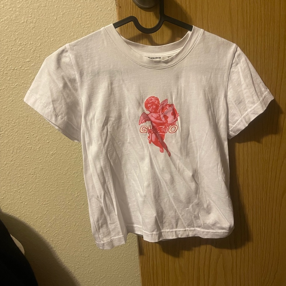 Danielle Guizio cropped angel t shirt